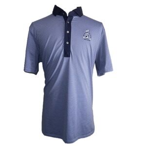 Greyson Performance Polo Mens XL Purple Blue striped Royal Turks and Caicos.
